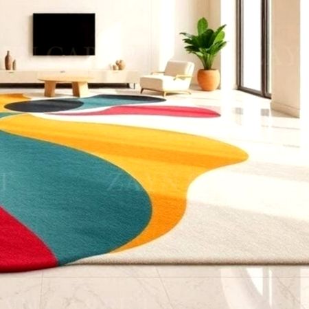 Handcrafted Abstract Wave Multicolor Contemporary Area Rug